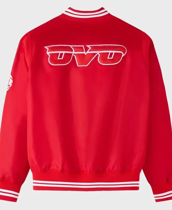 Atlanta Hawks Red Full Snap Varsity Jacket​ Back