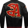 Atlanta Hawks Satin Black And Red Bomber Jacket​ Back