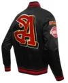 Atlanta Hawks Satin Black And Red Bomber Jacket​ Back Side