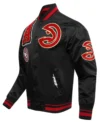 Atlanta Hawks Satin Black And Red Bomber Jacket​ Side