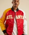 Atlanta Hawks Satin Full Snap Bomber Jacket​