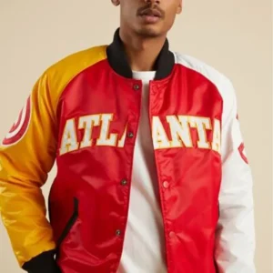 Atlanta Hawks Satin Full Snap Bomber Jacket​