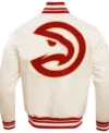 Atlanta Hawks White And Red Satin Bomber Jacket​ Back