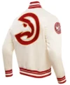 Atlanta Hawks White And Red Satin Bomber Jacket​ Back side