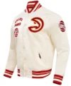 Atlanta Hawks White And Red Satin Bomber Jacket​ Side