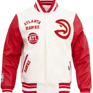 Atlanta Hawks White And Red Varsity Wool Jacket​