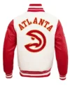 Atlanta Hawks White And Red Varsity Wool Jacket​ Back