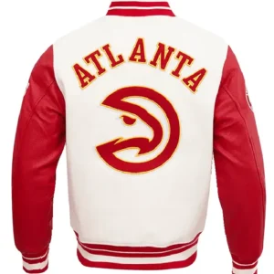 Atlanta Hawks White And Red Varsity Wool Jacket​ Back