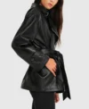 BFF Belted Peplum Leather Jacket For Womens Side