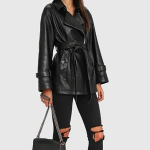 BFF Belted Peplum Leather Jacket For Womens Style