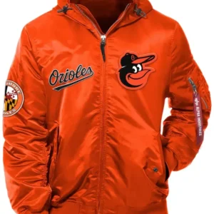 Baltimore Orioles Orange Bomber Hooded Jacket 1