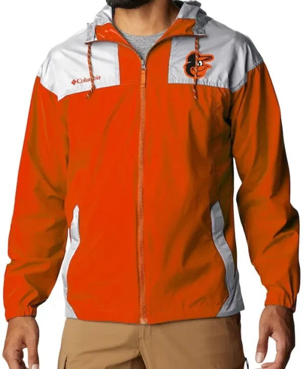 Baltimore Orioles Orange and White Windbreaker Jacket