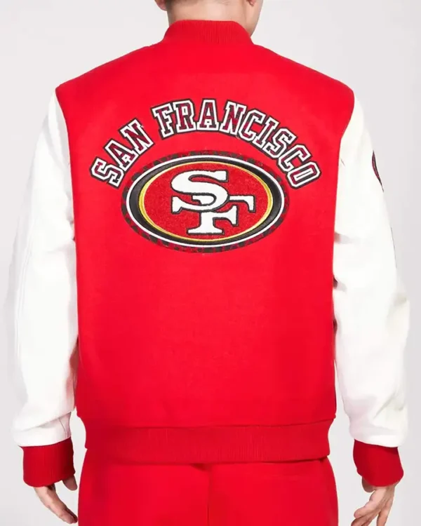 Barajas San Francisco 49ers Red Varsity Wool Jacket Back
