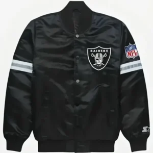 Barton Los Angeles Raiders Black Satin Varsity Jacket