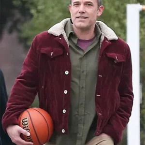 Ben Affleck The Accountant 2 Maroon Shearling Jacket