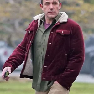 Ben Affleck The Accountant 2 Maroon Shearling Jacket For Sale