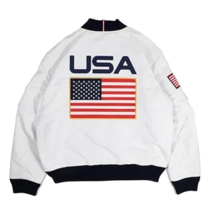 Bender Joe Biden Paris Olympics 2024 USA White Bomber Jacket Back