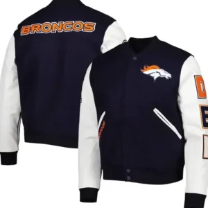 Berenice Denver Broncos Black and White Bomber Jacket