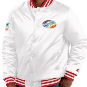 Bernadine San Francisco 49ers White Satin Jacket