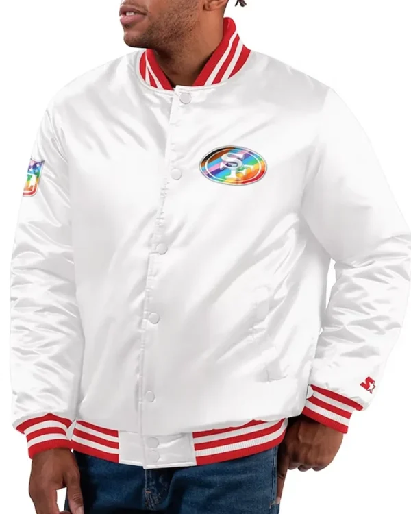 Bernadine San Francisco 49ers White Satin Jacket
