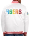 Bernadine San Francisco 49ers White Satin Jacket Back
