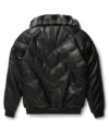 Black Fur Leather Bomber Jacket For Sale