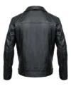 Black Mens Asymmetrical Motorcycle Leather Jacket Back