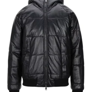 Black Quilited Hooded Jacket