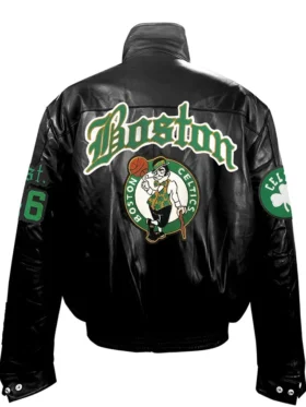 Boston Celtics Bomber Lether Jacket Back