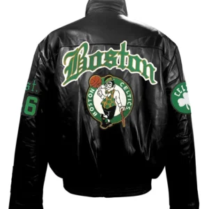 Boston Celtics Bomber Lether Jacket Back