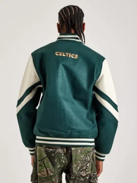 Boston Celtics Letterman Green Jacket Back