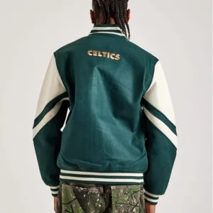 Boston Celtics Letterman Green Jacket Back