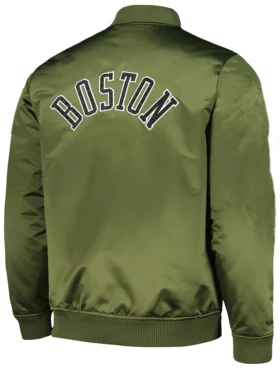 Boston Celtics Satin Bomber Jacket Back