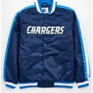 Braxton Los Angeles Chargers Blue Satin Varsity Jacket