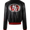 Bridget Niners Leather Black Varsity Jacket Back