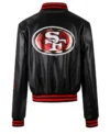 Bridget Niners Leather Black Varsity Jacket Back