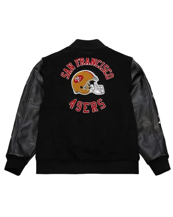 Bridgett San Francisco 49ers Black Wool Varsity Jacket Back