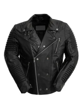 Brooklyn Mens Black Leather Biker Jacket Main