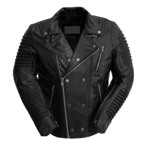 Brooklyn Mens Black Leather Biker Jacket Main