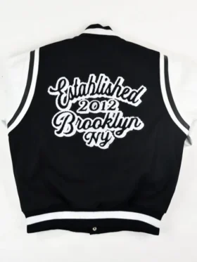 Brooklyn Nets Baseball Wool Letterman Jacket Back