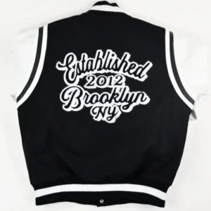 Brooklyn Nets Baseball Wool Letterman Jacket Back
