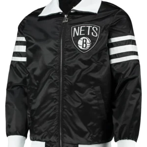 Brooklyn Nets Black And White Bomber Zipper Jacket