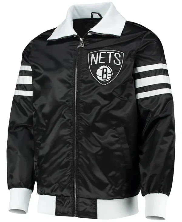 Brooklyn Nets Black And White Bomber Zipper Jacket