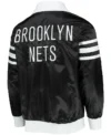 Brooklyn Nets Black And White Bomber Zipper Jacket Back