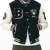 Brooklyn Nets Black And White Wool Varsity Jacket