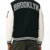 Brooklyn Nets Black And White Wool Varsity Jacket Back