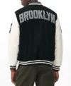Brooklyn Nets Black And White Wool Varsity Jacket Back