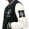 Brooklyn Nets Black And White Wool Varsity Jacket Sleves