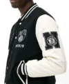 Brooklyn Nets Black And White Wool Varsity Jacket Sleves