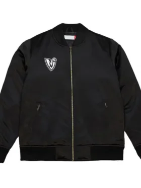 Brooklyn Nets Black Bomber Hoodie Zipper Jacket